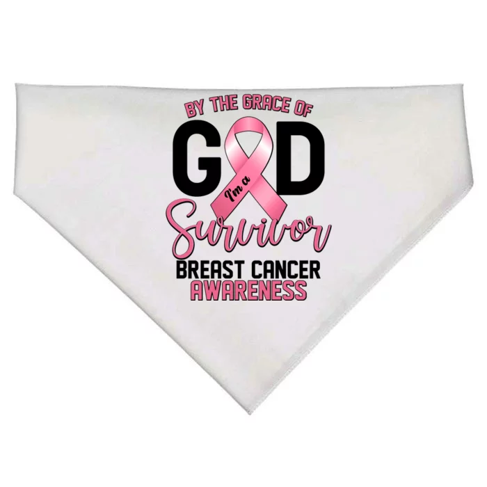 By The Grace Of God IM A Survivor Breast Cancer Awareness USA-Made Doggie Bandana