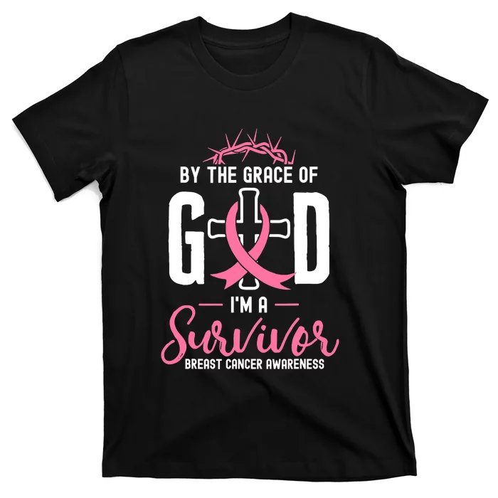 By The Grace Of God I'm A Survivor Fight Breast Cancer Women T-Shirt