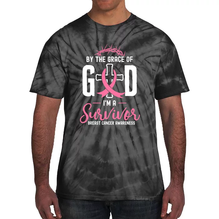 By The Grace Of God I'm A Survivor Fight Breast Cancer Women Tie-Dye T-Shirt