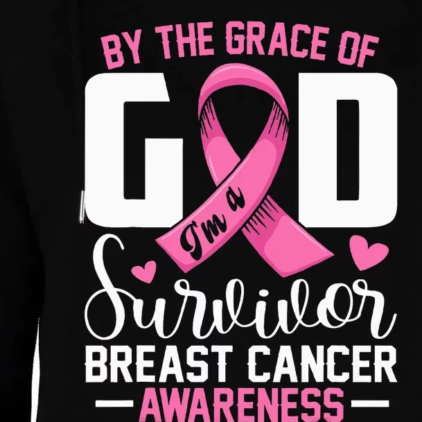 By The Grace God Im A Survivor Breast Cancer Survivor Womens Funnel Neck Pullover Hood