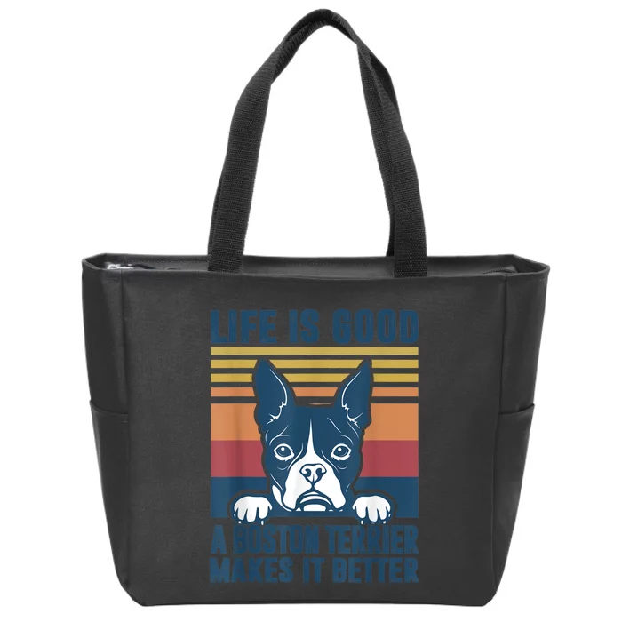 Boston Terrier Gifts For Women Men Boston Terrier Dad Mom Zip Tote Bag