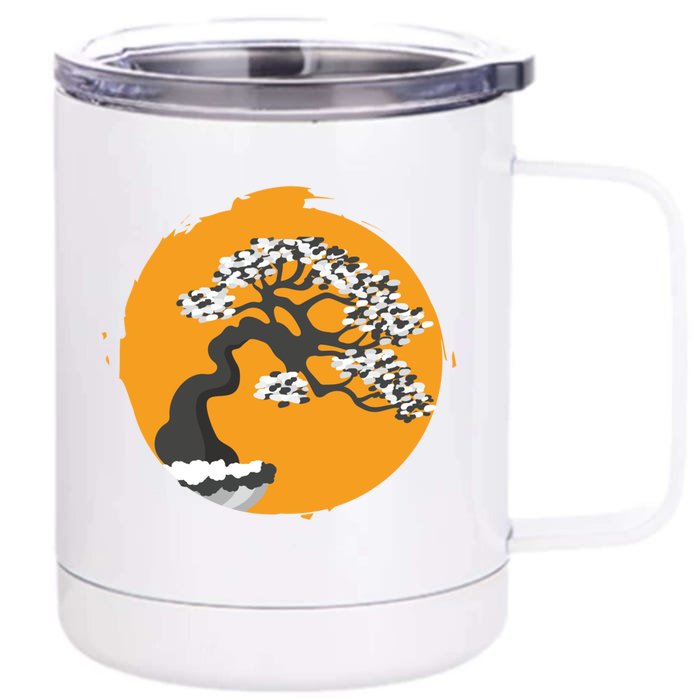 Bonsai Tree Gift Enso Circle Calligraphy Zen Buddhist Gift Front & Back 12oz Stainless Steel Tumbler Cup