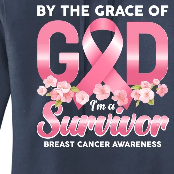 By The Grace Of God Im A Survivor Breast Cancer Awareness Women's Pullover Hoodie