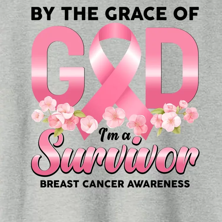 By The Grace Of God Im A Survivor Breast Cancer Awareness Women's Crop Top Tee