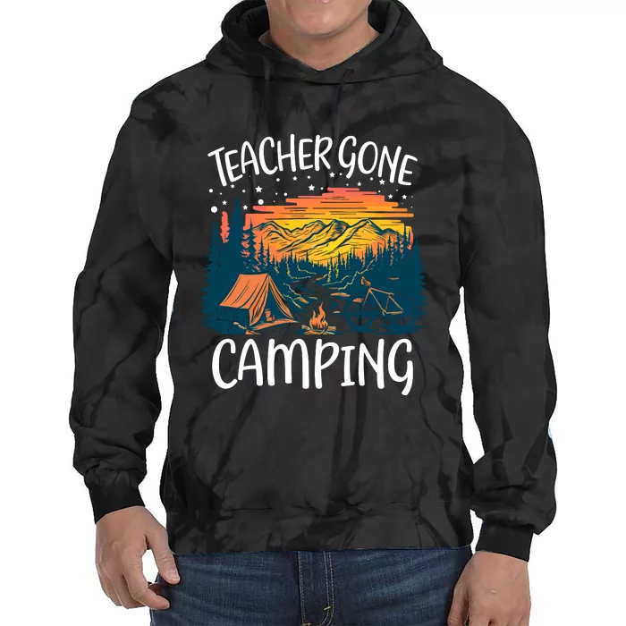 Best Teacher Gone Camping Tie Dye Hoodie