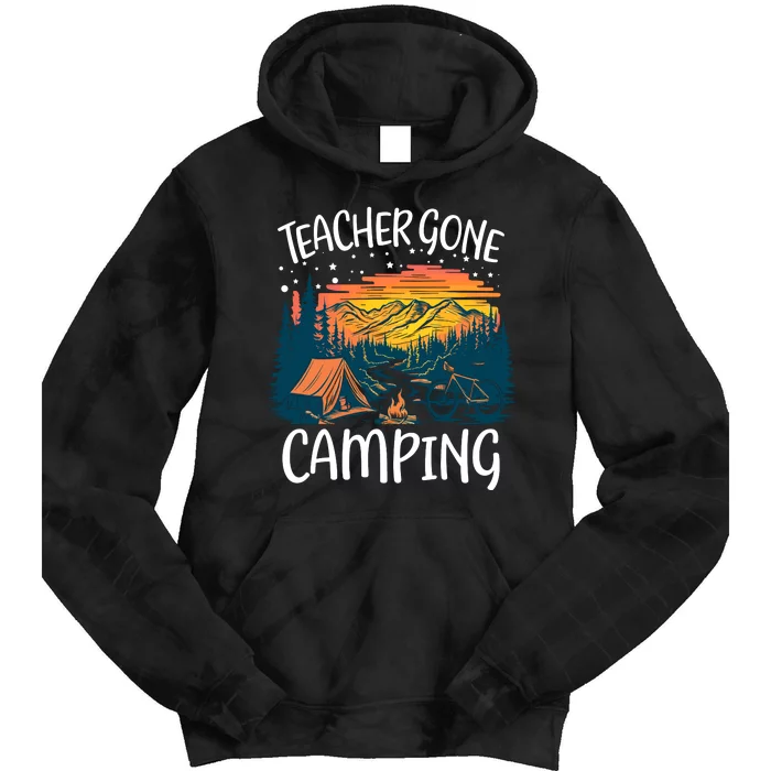 Best Teacher Gone Camping Tie Dye Hoodie