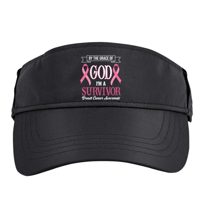 By The Grace Of God I'm A Survivor Breast Cancer Awareness Adult Drive Performance Visor