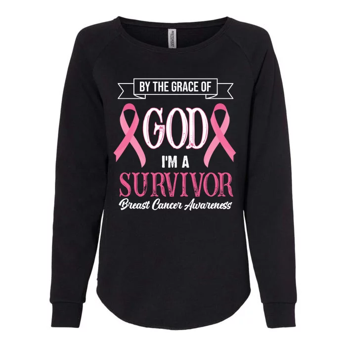 By The Grace Of God I'm A Survivor Breast Cancer Awareness Womens California Wash Sweatshirt