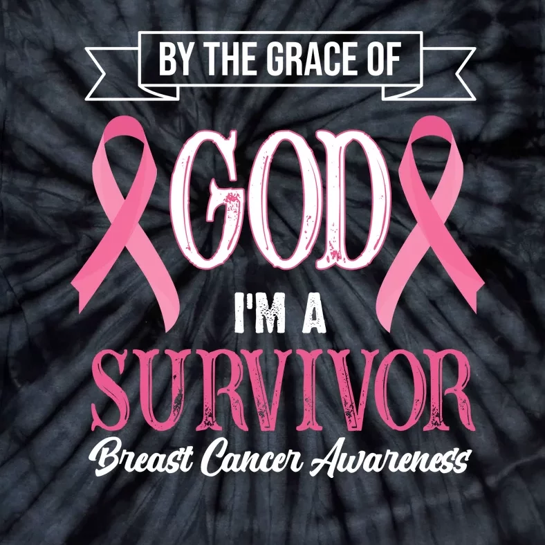 By The Grace Of God I'm A Survivor Breast Cancer Awareness Tie-Dye T-Shirt