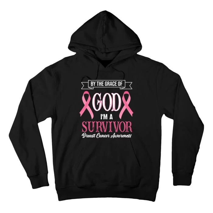 By The Grace Of God I'm A Survivor Breast Cancer Awareness Tall Hoodie