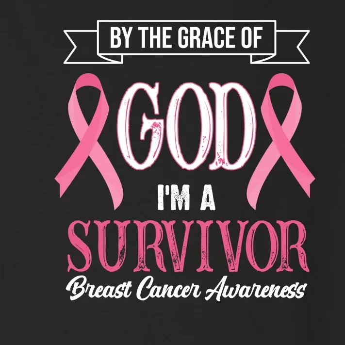 By The Grace Of God I'm A Survivor Breast Cancer Awareness Toddler Long Sleeve Shirt