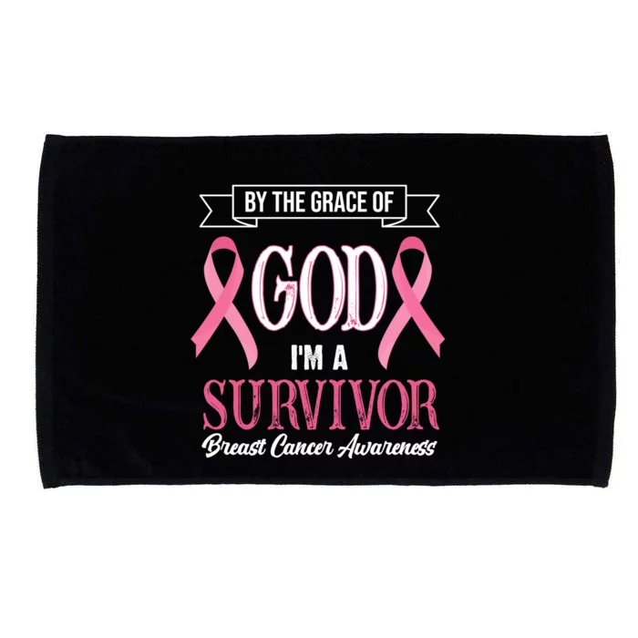 By The Grace Of God I'm A Survivor Breast Cancer Awareness Microfiber Hand Towel