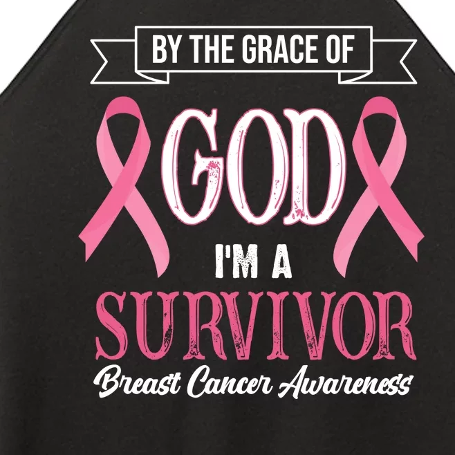 By The Grace Of God I'm A Survivor Breast Cancer Awareness Women’s Perfect Tri Rocker Tank