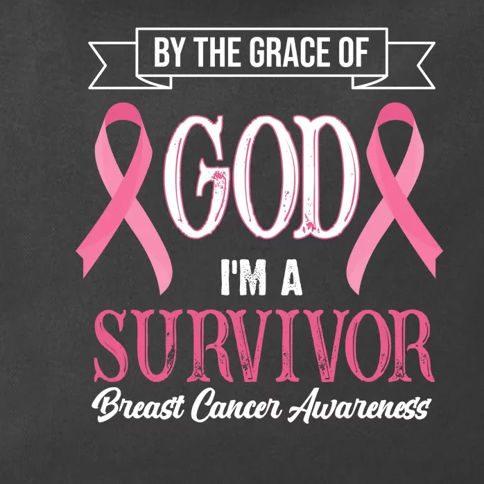 By The Grace Of God I'm A Survivor Breast Cancer Awareness Zip Tote Bag