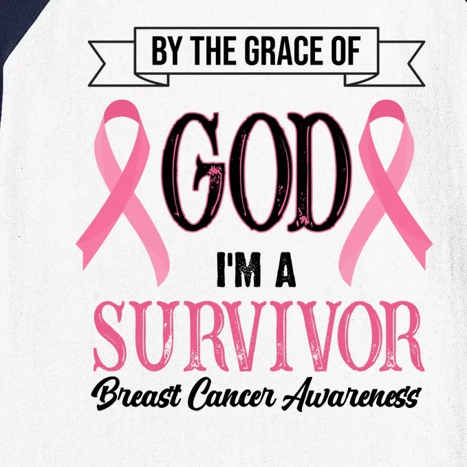 By The Grace Of God I'm A Survivor Breast Cancer Awareness Baseball Sleeve Shirt