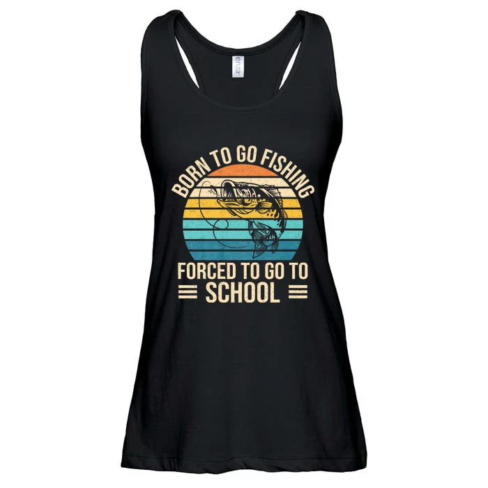 Born To Go Fishing Forced School Funny Fishing Ladies Essential Flowy Tank