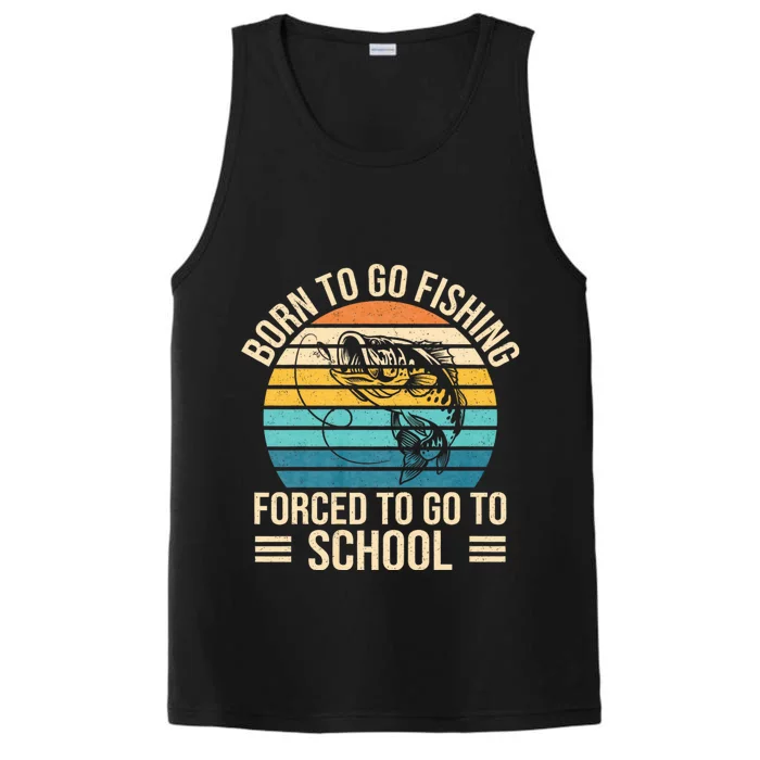 Born To Go Fishing Forced School Funny Fishing Performance Tank