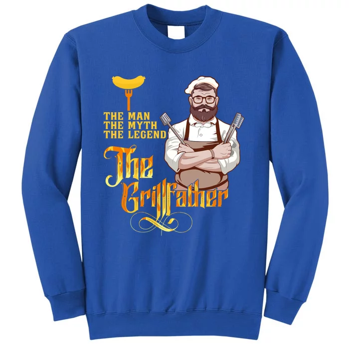 Barbecue The Grillfather Funny Bbq Grillmaster Grill Chef Gift Tall Sweatshirt