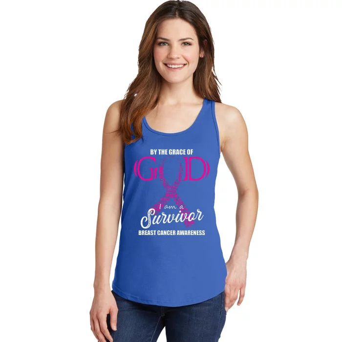 By The Grace Of God I am a Breast Cancer Survivor Ladies Essential Tank