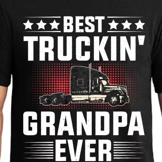 Best Truckin Grandpa Ever Fathers Day Trucker Papa Retro Pajama Set