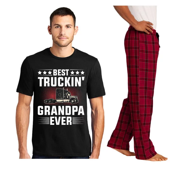 Best Truckin Grandpa Ever Fathers Day Trucker Papa Retro Pajama Set