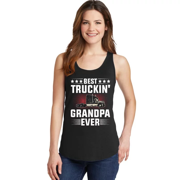 Best Truckin Grandpa Ever Fathers Day Trucker Papa Retro Ladies Essential Tank