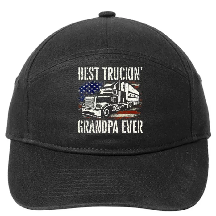 Best Truckin Grandpa Big Rig Semi Truck Driver Trucker 7-Panel Snapback Hat