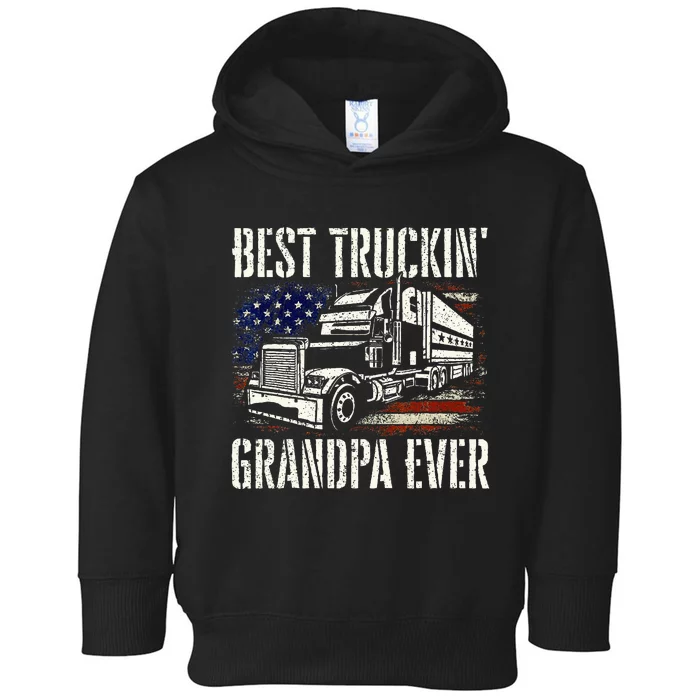 Best Truckin Grandpa Big Rig Semi Truck Driver Trucker Toddler Hoodie