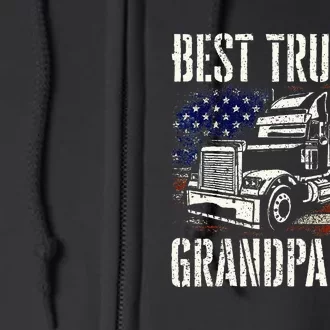 Best Truckin Grandpa Big Rig Semi Truck Driver Trucker Full Zip Hoodie