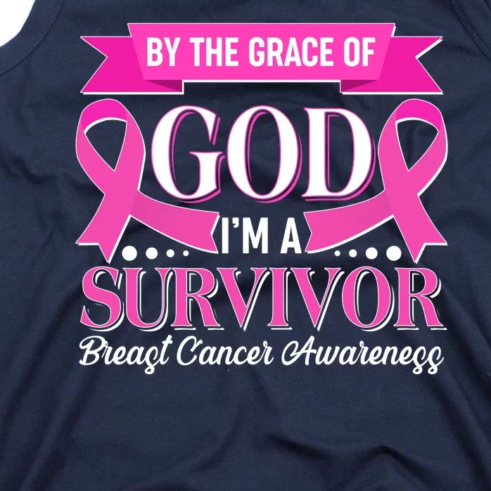 By The Grace Of God I'm A Survivor Breast Cancer Awareness Tank Top