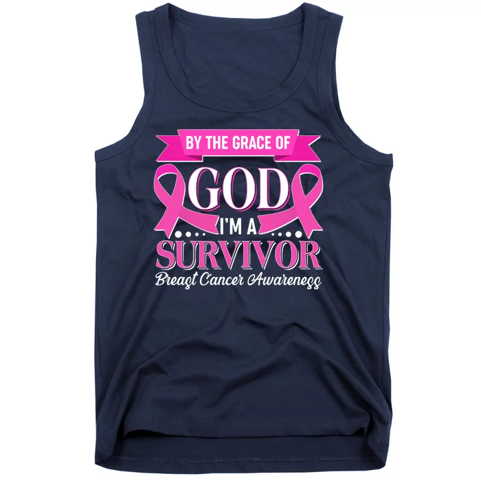 By The Grace Of God I'm A Survivor Breast Cancer Awareness Tank Top