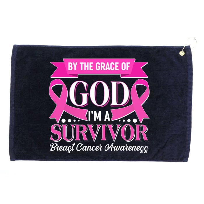 By The Grace Of God I'm A Survivor Breast Cancer Awareness Grommeted Golf Towel