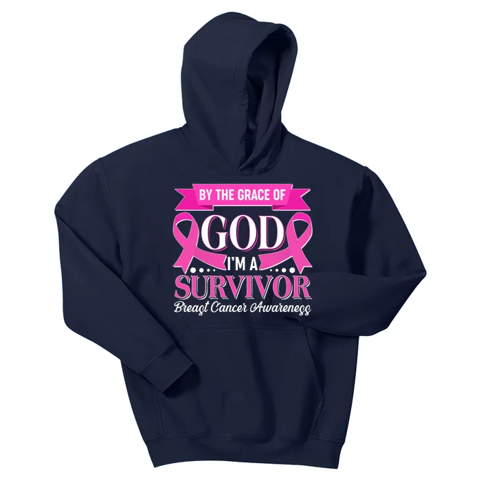 By The Grace Of God I'm A Survivor Breast Cancer Awareness Kids Hoodie