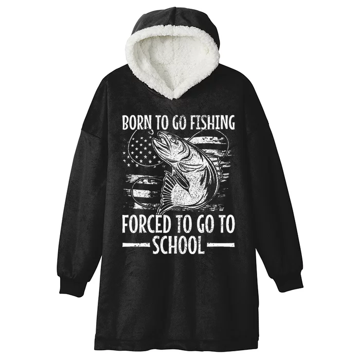 Born To Go Fishing Bass Fish Fisherman Hooded Wearable Blanket