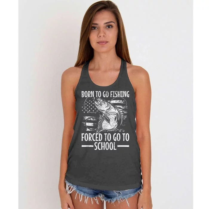 Born To Go Fishing Bass Fish Fisherman Women's Knotted Racerback Tank