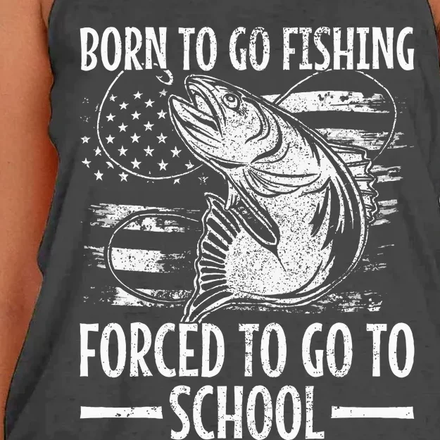 Born To Go Fishing Bass Fish Fisherman Women's Knotted Racerback Tank