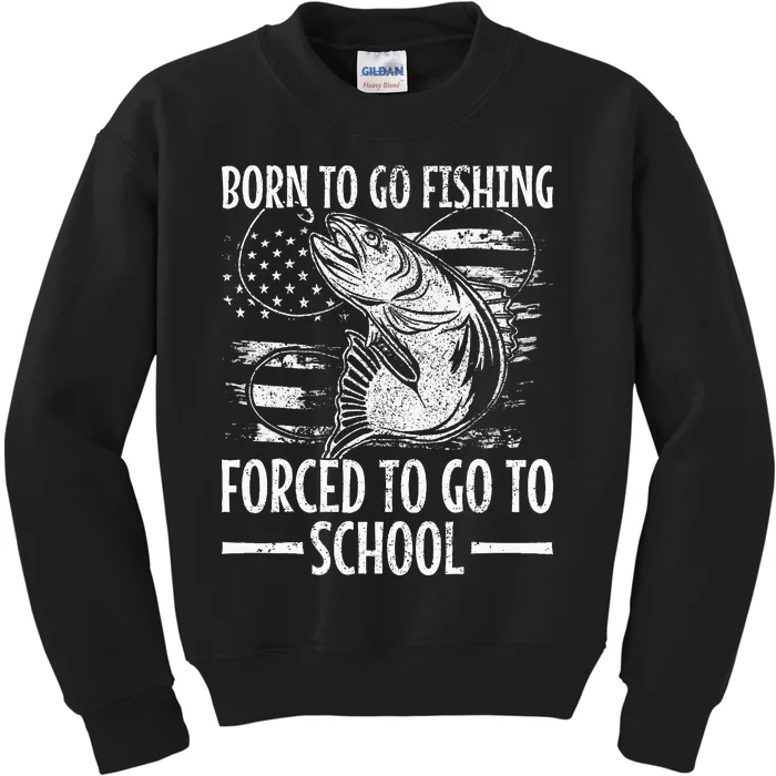 Born To Go Fishing Bass Fish Fisherman Kids Sweatshirt