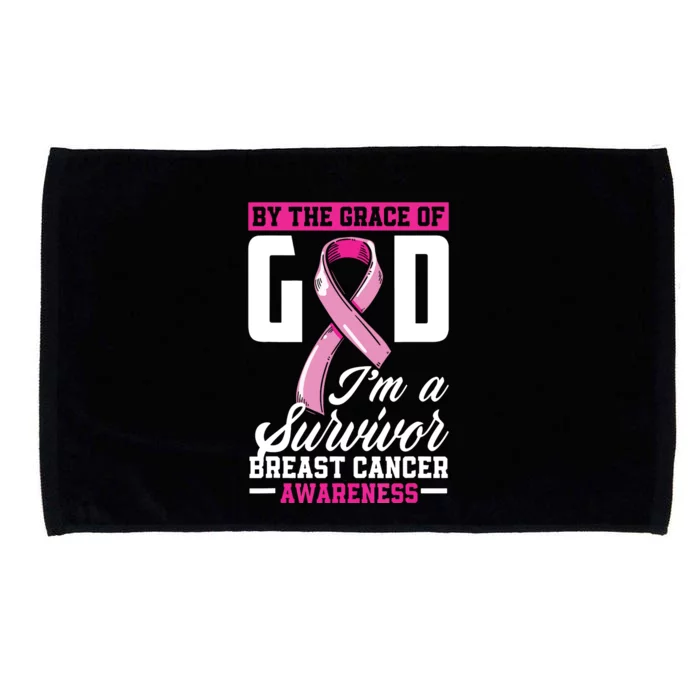 By The Grace God Im A Survivor Breast Cancer Survivor Microfiber Hand Towel