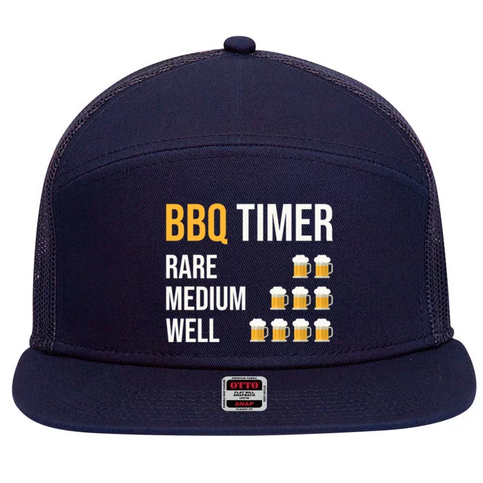 Bbq Timer Grilling Barbecue Grill Barbecue Gift 7 Panel Mesh Trucker Snapback Hat