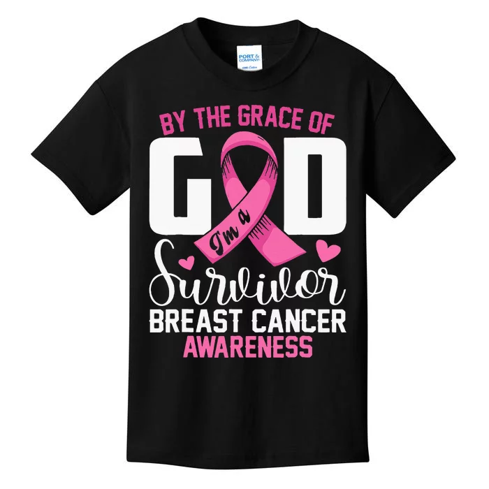 By The Grace God IM A Survivor Breast Cancer Survivor Kids T-Shirt