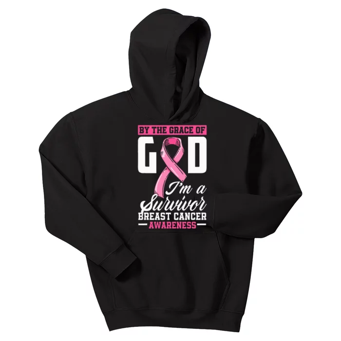 By The Grace God I'm A Survivor Breast Cancer Kids Hoodie