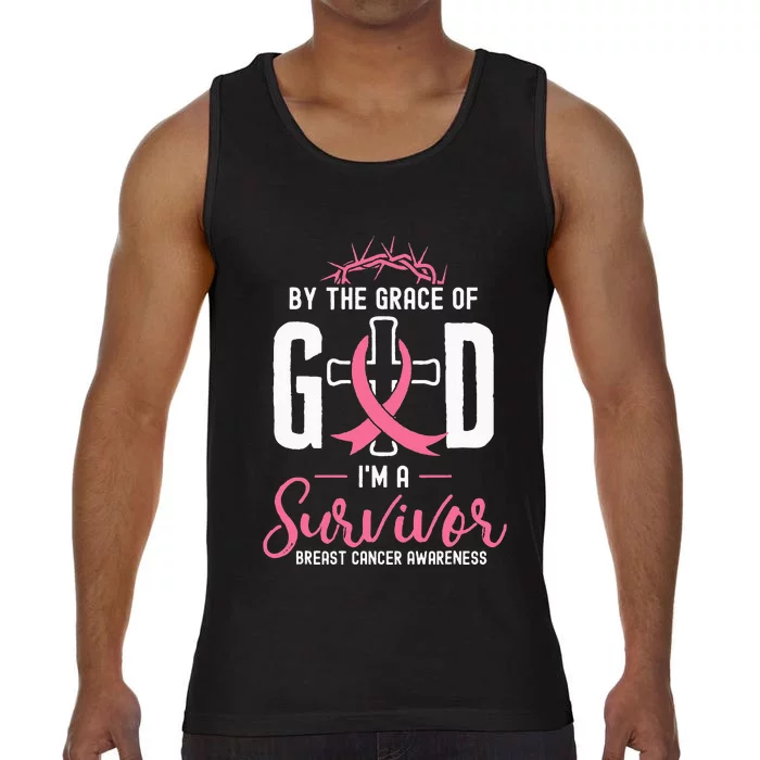 By The Grace Of God I'm A Survivor Fight Breast Cancer Comfort Colors® Tank Top