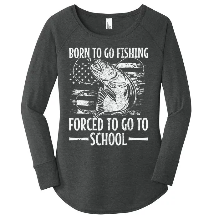 Born To Go Fishing Bass Fish Fisherman Boy Funny Fishing Women's Perfect Tri Tunic Long Sleeve Shirt