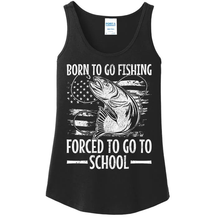 Born To Go Fishing Bass Fish Fisherman Boy Funny Fishing Ladies Essential Tank