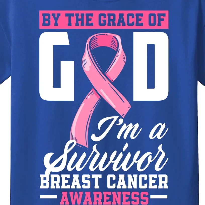 By The Grace God I'm A Survivor Breast Cancer Survivor Gift Kids T-Shirt