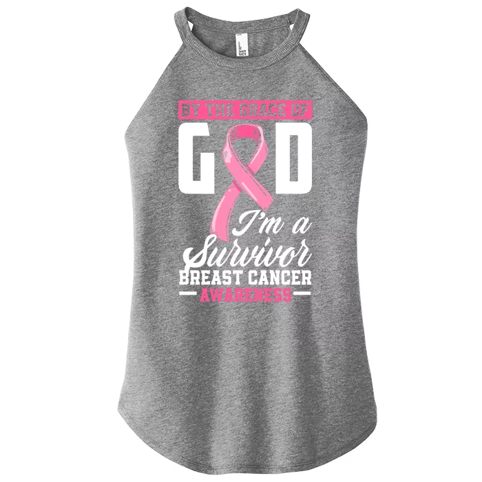 By The Grace God I'm A Survivor Breast Cancer Survivor Gift Women’s Perfect Tri Rocker Tank