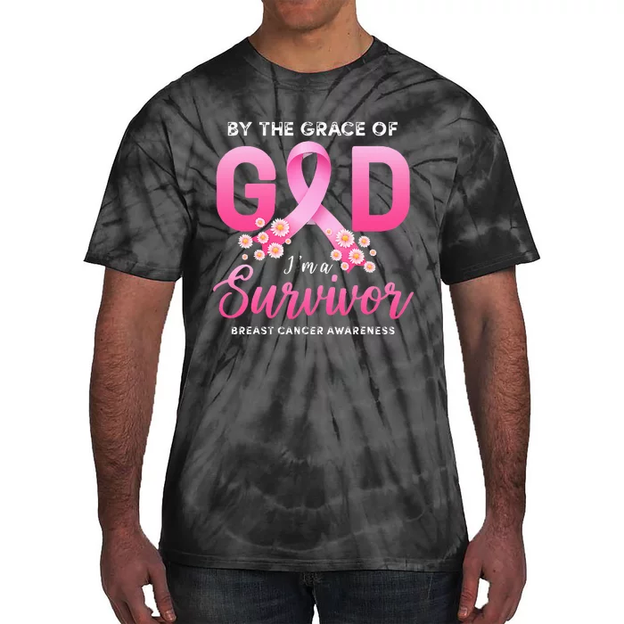 By The Grace God Im A Survivor Breast Cancer Survivor Tie-Dye T-Shirt