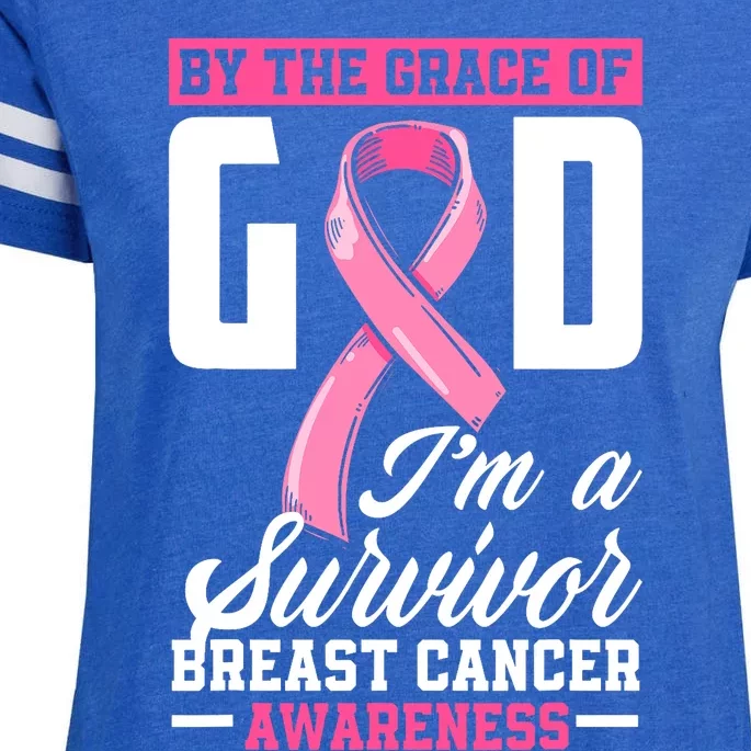 By The Grace God Im A Survivor Breast Cancer Survivor Enza Ladies Jersey Football T-Shirt