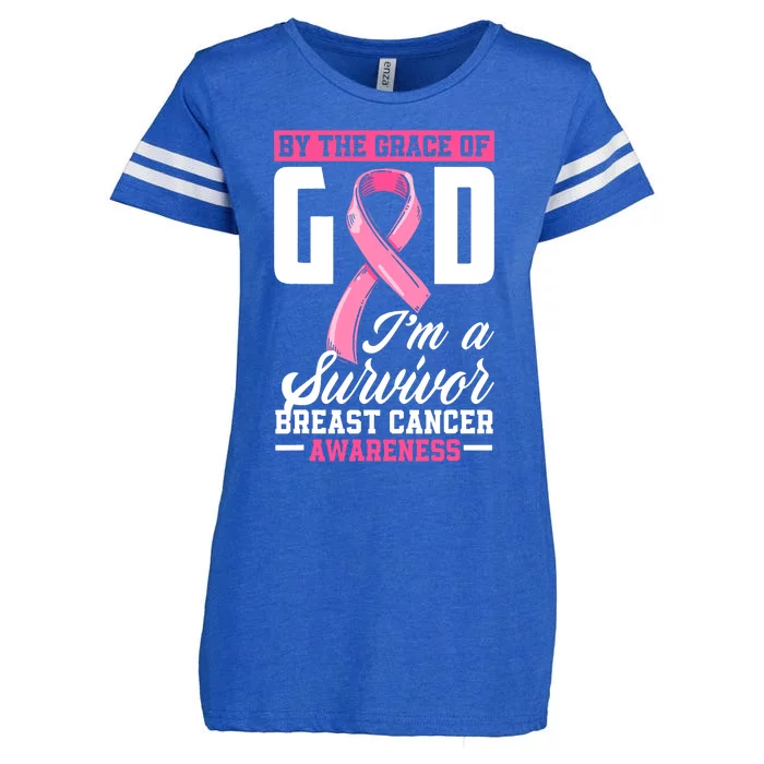 By The Grace God Im A Survivor Breast Cancer Survivor Enza Ladies Jersey Football T-Shirt