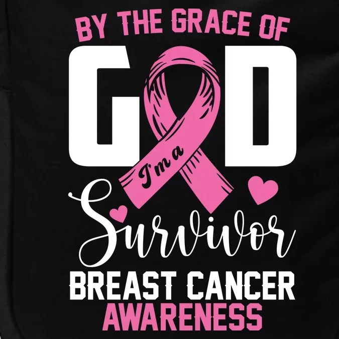 By The Grace God Im A Survivor Breast Cancer Awareness Impact Tech Backpack